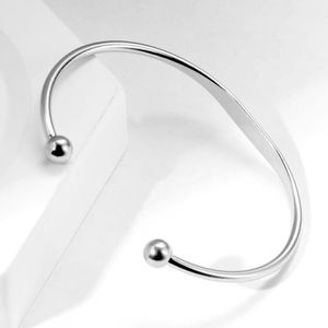 Bangle Beautiful Fashion Stainless Steel C-shaped Open Bracelet Double Ball Jewelery For Girls/KidsBangle