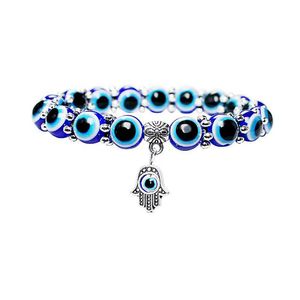 Perlen 8 mm 10 mm Acryl Evil Blue Eye Palm Charms Armband für Männer Frauen Perlen Augen Modeschmuck Valentinstag Drop Deli Dhgarden Dhehn