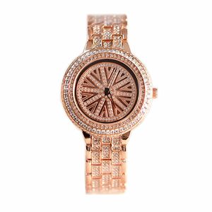 Diamond watch womens fashion is full of steel belts and the quartz watch is waterproof and trendy barrel type diamond setting wristwatch