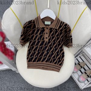knitted polo t shirts for boys and girls designer Ice silk t shirts high end children summer polo shirts 2023 brand kids tops size 100-160cm