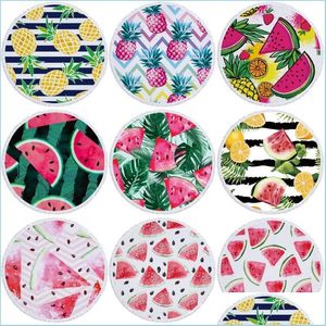 Towel Summer Beach Watermelon Pineapple Print Blanket Polyester Picnic Tapestry Yoga Mat 150Cm Shawl Drop Delivery Home Garden Textil Dhgjr