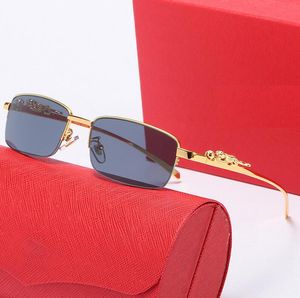 Luxus Neue Metall Leopard Kopf Halbmetallrahmen Sonnenbrille Herren- und Damenmode Marke Optische Gläser Outdoor Augenschutz Vintage Sonnenbrille Hochwertiges Geschenk