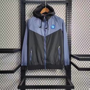 23 24 Novos trajes de rastreio de Nápoles Men manga comprida futebol com zíper completo com capuz Windbreaker 2023 24 Jackets de futebol capuz Sweate