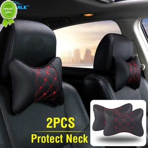 NOWOŚĆ 2PCS PU skórzane poduszki na szyję samochodową Wsparcie głowy Protektor Universal Headrest Backrest Poduszka do bólu głowy