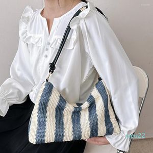 Bolsas de noite Mulheres Tedas de moda de primeira mão Titas de listras macias zíper casual menina grande bolsa