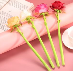 Flower Pens Rose Valentine's Day Gifts Flower Ballpoint Pen Creative Liquid Black 0.5mm Gel Ink Rollerball Pen for Home Office School Art Decoration Supplies