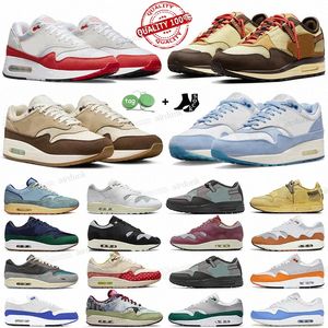 1 87 tênis de corrida para homens e mulheres Big Bubble Red Dirty Denim Cactus Jack Concepts Saturn Gold Baroque Brown Patta x Summit White tênis esportivo ao ar livre 32mO#