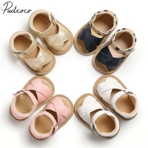 Sandaler 2019 baby sommarskor nyfödda spädbarn baby flickor pojkar sandaler skor solida icke-halk pu läder andas småbarnskor 0-18m z0331