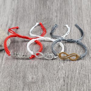 Strand legering oändlighet flätad armband röd svart tråd justerbar handgjorda lyckliga armband armband män kvinnor yoga charm smycken gåva