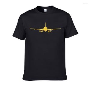 Herren T-Shirts Sommer Lustiger Flugzeugdruck Herren O-Ausschnitt Kurzarm Baumwolle 2023