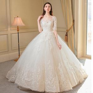 Wedding Dress Women's Bridal Off Shoulder Ball Gown Plus Size White Ivory Lace Up Marriage Petticoat