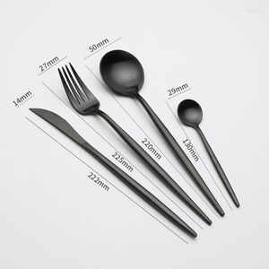 Dinnerware Sets Black Matte Cutlery Conjunto de talheres 18/10 colheres de aço inoxidável Forks and Knives Dropship