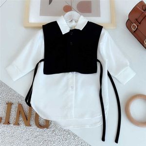 Gooporson Fashion Korean Little Girls Clothes Vest Long Sleee Shirt-Dress 2 Pieces Spring Cute Teenagers Children Outfits Set