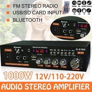 Karaok Player AK35G919H 1000Wホームカーパワーアンプ2チャンネルBluetooth Sound FM USBリモートコントロールミニHifiデジタルステレオアンプ230331