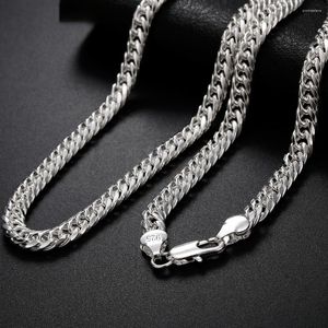 Kedjor 925 Sterling Silver 20/22/24 Inch 6mm sidokedjehalsband för kvinnlig man mode charm smyckespresent