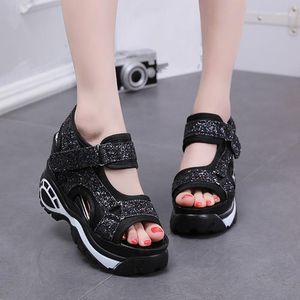 Sandals 2023 Women's Leather Spring Summer Ladies Walking Shoes Fashion Casual High Platform Med Heel Wedges Walk
