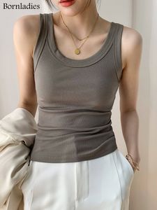 Women's Tanks Camis Bornladies Summer Ribbed Knitted Tank Top Off Shoulder Crop s Basic Shirts Casual Suspender Sport Vest Slim Y2k 230331