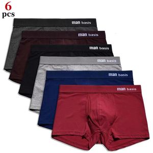 Mutande 6 pezzi / Lotte Boxe Biancheria intima sexy Cotone di alta qualità Biancheria intima tinta unita Pantaloncini traspiranti comodi da uomo Biancheria intima da uomo 230331