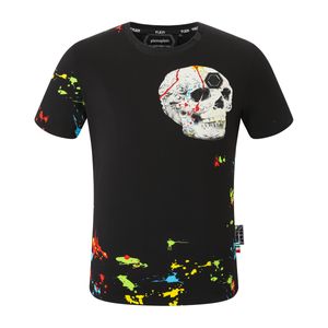 Pleinxplein Design męskie koszulki projektant Slim Fit pp T-shirt Summer Rhinestone Okrągła szyja Koszulka Plein Skulls Streetwear Black 8401 Kolor