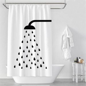 Waterproof Thicken White Polyester Shower Curtains Minimalist Bathroom Curtains High Quality Shower Head Print Bath Shower Curtain237G