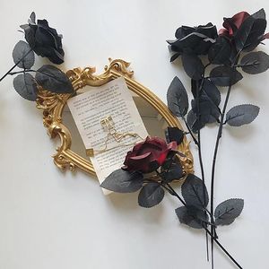 Декоративные цветы венки готические черные розы искусственное симуляция валентинки подарок свадьба дома украшение розы po popsdecorative