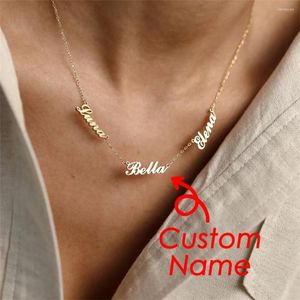 Pendant Necklaces Elegant Custom Multiple Names Personalized Necklace Stainless Steel Chain 3 Nameplates Pendants Fashion Gift Party