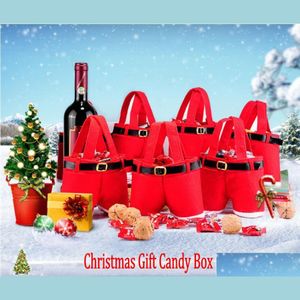 Noel Süslemeleri Merry Hediye Tedeleme Şeker Şarap Şişesi Noel Baba Askıya Alınan Pantolon Dekor Taşınabilir Sarma Damlası Ev Garde Dhyah