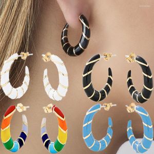 Hoopörhängen grossist smycken färg dropp oljehorn för kvinnor mode c geometriskt parti lysande öronringar