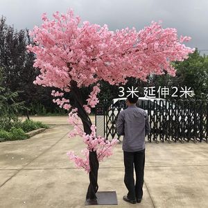 装飾的な花人工桜の木偽植物DIYウェディングデコレーションパーティー装飾ピーチピンクロードリードエルステージホームガーデン