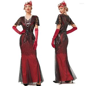 Casual Dresses 1920s 30s Flapper Dress Gatsby Charleston Deco Sequin Bead Party Long Evening Maxi Cocktail Gown