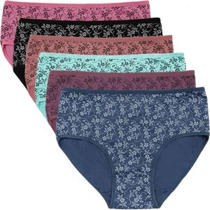 Kvinnors trosor 4st/parti 2xl/3xl/4xl Stora kvinnors bomullskungbädd Enstaka tryck Floral Women's Underwear Plus Size Mom's Pants 89600 230331