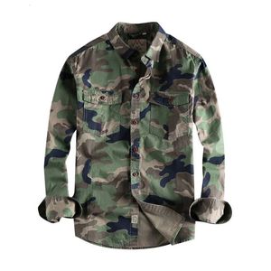 Camicie casual da uomo Camicia mimetica da uomo di alta qualità durevole da trekking all'aperto quotidiano stile militare casual giovane busto tascabile Camilla 230331