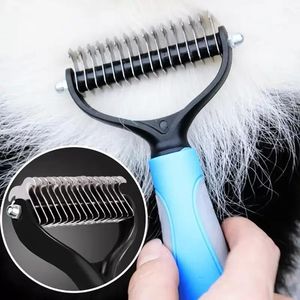 petco dog grooming Pet Dog Grooming Tool 2 Sided Undercoat Rake For Cats Dogs Brush - Safe Dematting Comb For Easy Mats Tangles Removing (Large Size)