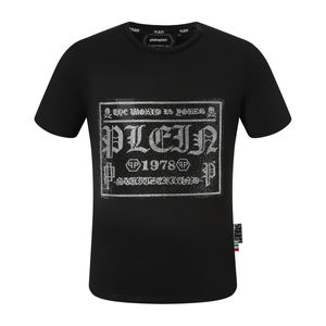 Pleinxplein Design Men's Fit Fiter Designer Slim Fit Футболка для футболки летняя страза с круглыми шейками