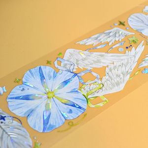 Gift Wrap Charming Flowers And Wing Shiny Shell PET Tapes School Supplies Masking Tape DIY Scrapbooking Decor Planner Sticker