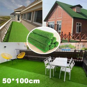 Decorative Flowers 50 100cm Artificial Grass Outdoor Garden Fake Turf Carpet Balcony Rug Backyard/terrace Decor Gardening Faux Lawn Roll