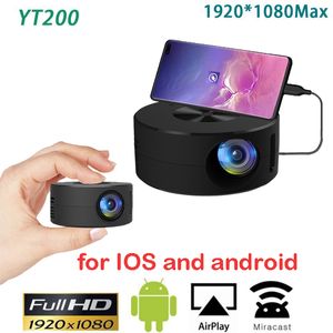 Projectors YT200 Micro Wired onscreen LED 19201080 Support Compatible USB Audio Portable Home Media Video Player 230331