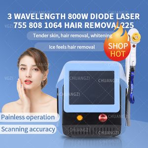 Home Beauty Instrument Ny design Portable 808 Laser Ta bort hårdiode Lasermaskin 3 Wave 755 808 1064 Diode Laser Hårborttagning Equip