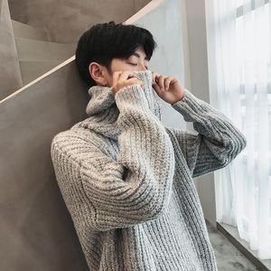 Męskie swetry 2xl mężczyzn Turtleeck SWEATK grube dzianiny jesienne jesienne zima mężczyzna wysoki żółw szyi plus rozmiar męsko płaszcze Korea moda