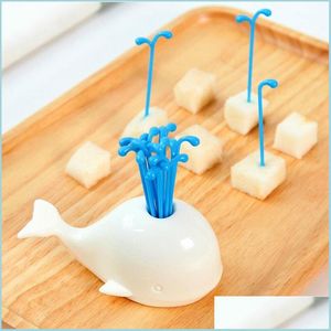 Forchette White Whale Fruit Vegetable Tools 16Pcs / Set Home Living Room Decor Fork Kitchen Drop Delivery Garden Dining Bar Posate Dhn4X