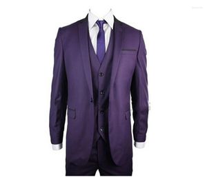 Herrdräkter 2023 Est Wedding Tuxedo Custom Made Purple Groomsman/Bridegroom Suit Dinner Party (Jacket Pant Vest Tie)