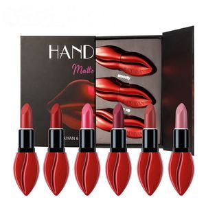 Handaiyan 6 mattes Lippenstift-Set Feuchtigkeitscreme Langlebig Einfach zu tragen Wasserdicht Make-up-Lippenstift-Kit nicht leicht zu entfärben