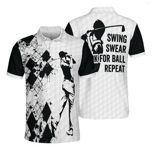Polos masculinos Jumeast Golf Camisas pólo Swing Swear Look For Ball Men White Mesh T Shirt At My PuSport Tops Youth Drip Clothing Y2K Apparel