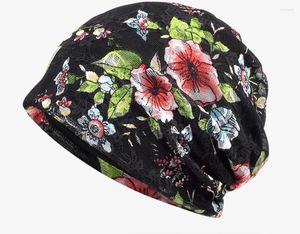 Beanies Beanie/Skull Caps Wholesale 10pcs Designer Ladies Printed Flower Slouchy Beanie Cap Women Lace Baggy Skullies Hats Summer Floral