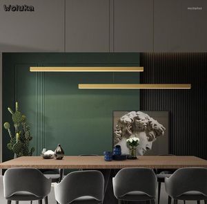 Hängslampor alla koppar minimalistiska ljuskronor restaurang matbord bar kontor modern nordisk led strip ljus CD50 W07
