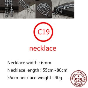 C19 S925 Sterling Silber Halskette Personalisierte Mode Punk Hip Hop Stil Vielseitiges Retro Kreuz mit Diamant Buchstabe Form Geschenk für Liebhaber