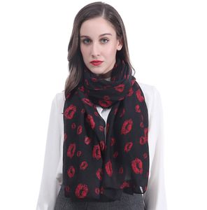 Fashion Sexy Lips Print Women Scarf Shawl Body Wrap Large Size Gift Idea Soft Light Weight7086466