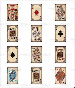 Playing Cards Metal Tin Sign Vintage Coffee Shop Club Restaurant Arte Decoração de parede Placa retro Decorativa Metal Art Pintura 30x20cm W03