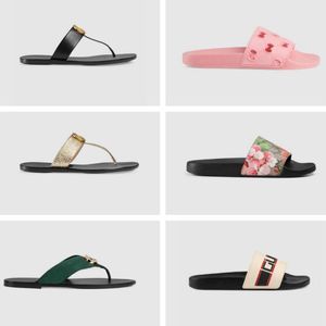 6033 Designer slippers Men Women sandals with Box Dust Bag card Shoes Bloom Web black floral Strawberry print Slide Leather Rubber red Sandal Summer Flat Slipper 35-45