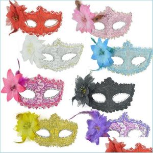 Party Masken Damen Venezianische Blume Maskerade Maske Prinzessin Y Halloween Weihnachten Cosplay Lace Drop Delivery Hausgarten Festliche Supp Dhsqr